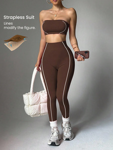 Strapless Breathable Top High Support Sports Bra Hip Lift <strong>Yoga</strong> Pants <strong>Set</strong> for Women Running Fitness Tummy Control - Product Image 6
