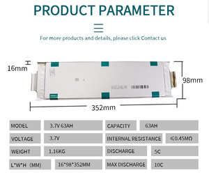 Alta Taxa de Descarga Brand New <span class=keywords><strong>3</strong></span>.7v 63ah Bateria Nmc Lipo Polímero De Iões De Lítio Bateria Recarregável Bolsa Celular - Product Image 2