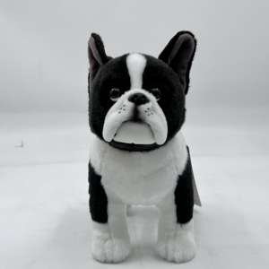 Jouet réaliste en peluche de bouledogue français de 11 pouces-chien en peluche noir et blanc ultra doux, peluche de chiot de confort mignon pour les enfants - Product Image 3