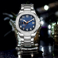 Montre mécanique automatique pour homme, coquille de cauris, luminescente, affichage 24 heures, lunette sertie de diamants, acier inoxydable, verre résistant à l'eau 5 BAR