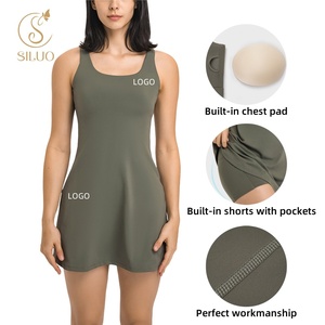 思洛定制一体套装运动裙高品质运动服网球裙女高尔夫球网球裙带口袋 - Product Image 1