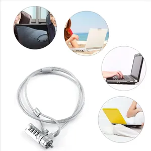 4-Digit <strong>Password</strong> Combined Security Lock Steel and Zinc Alloy Anti-Theft Device for Laptop and PC Cable Chain Key Unlock - Product Image 3
