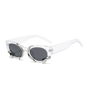 Mode oeil de chat forme <span class=keywords><strong>lentille</strong></span> transparente lunettes de soleil Punk <span class=keywords><strong>serpent</strong></span> métal décoration conception lunettes de soleil en Stock - Product Image 6
