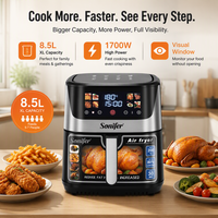 Friteuse à air carrée sans huile Sonifer SF-1034S 8,5 l 1700 W numérique avec faible teneur en matières grasses et minuteur 60 min pour des repas sains à la maison