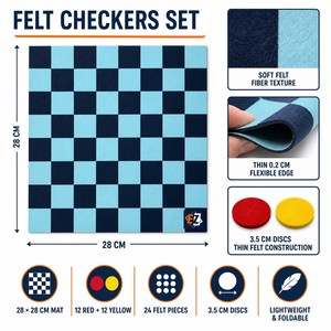 Set di Scacchi in Feltro con 24 Dischi per Gioco da Tavolo Familiare Personalizzato OEM all'Ingrosso - Product Image 3