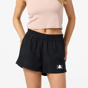 Pantalones Cortos Deportivos de Cintura Media de Felpa Suave de Alta Calidad Personalizados para Mujer, Estilo Básico de Otoño, Corte Holgado, Color Negro - Product Image 2