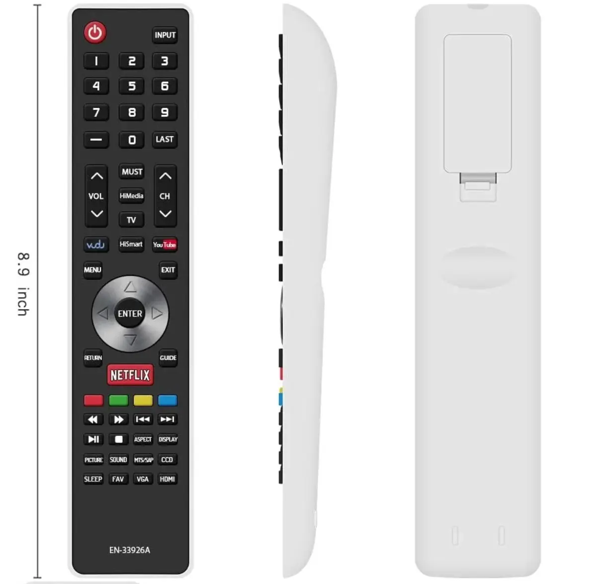 RCU Replacement Remote Control EN-33926A for Hisense-Smart-TV-Remote, with Netflix, VUDU, YouTube Buttons