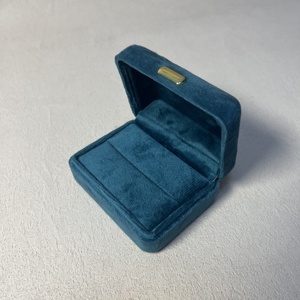 Factory Wholesale Custom Blue Velvet Jewelry <b>Box</b> With Logo For <b>Ring</b> Bracelet Pendant Necklace Earring Embossed Logo Available - Product Image 5