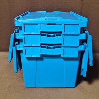 Bac de stockage empilable en plastique, caisse logistique en plastique avec couvercle attaché, conteneur emboîtable à vide pour réduire les frais de transport et de retour