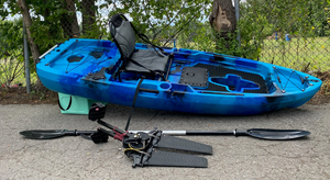 2,5m pedaal aangedreven zit-op-top viskayak 8ft HDPE plastic enkelzitplaats voor meren & rivieren met elektrische motor kano vin boot - Product Image 3