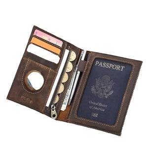Portefeuille vintage en cuir véritable avec protection RFID anti-vol pour <span class=keywords><strong>carte</strong></span> d'identité, idéal pour les couples en voyage, passeport, utilisation avec MagSafe - Product Image 6