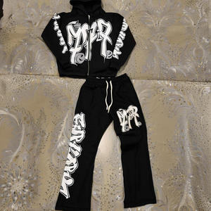 Bộ đồ thể thao nam áo hoodie dáng rộng có khóa kéo và quần jogger, chất liệu cotton 100% dày dặn, in nổi logo tùy chỉnh, kiểu dáng acid wash, thích hợp cho mùa đông - Product Image 4