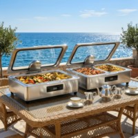 Restaurant Hotel Catering 304 Edelstahl Elektrischer Buffet-Servierwärmer Set 9L Fassungsvermögen 85-100°C Temperaturbereich
