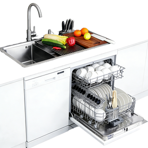 <span class=keywords><strong>Lavavajillas</strong></span> empotrado de acero inoxidable con capacidad para <span class=keywords><strong>12</strong></span> servicios, con secado rápido por aire caliente PTC y fregadero integrado, color blanco, para cocina doméstica. - Product Image 1