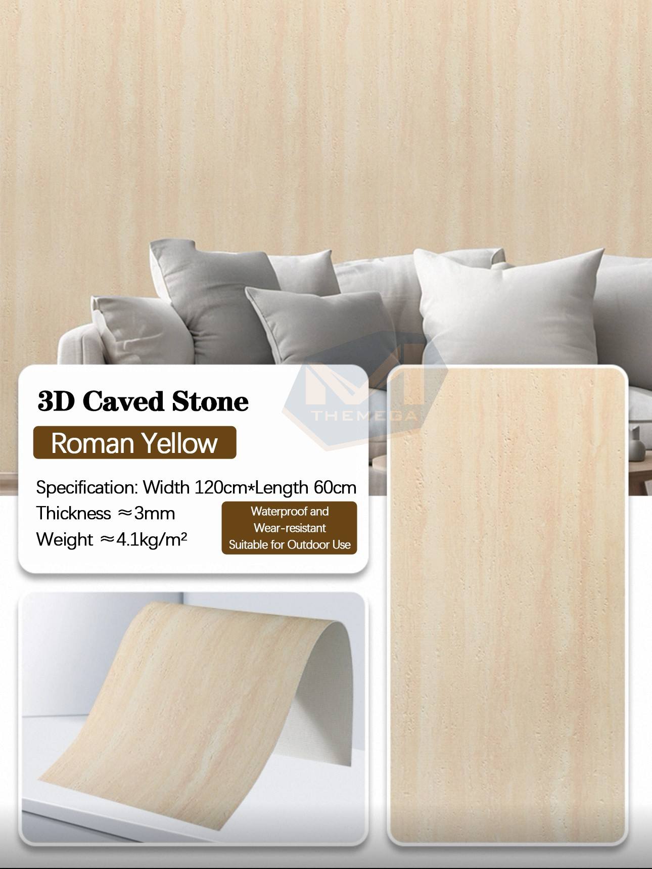 Travertin 3D (Jaune Romain)