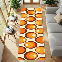 Retro Wave Runner Rug with Orange and Brown Swirl Rug Funky Mid Century Modern Carpet 70s Aesthetic Hallway Floor Decor for Home