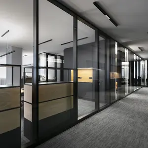 Soundproof office partitions glazed partition glass separation wall for commercial building
