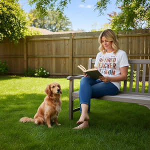 T-shirt à imprimé léopard pour femme, manches courtes, col rond, impression numérique, pour enseignante en retraite et maman de chien - Product Image 3