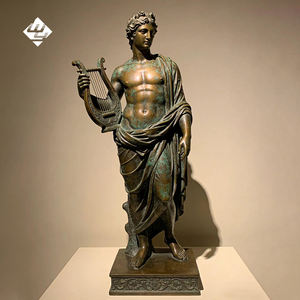 Statue de l'Apollon en bronze grandeur nature tenant une lyre, sculpture d'art classique décorative de haute qualité en métal pour jardin, personnalisable - Product Image 1