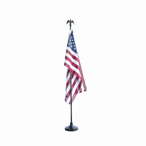 Wholesale New Materials indoor flagpole stand Metal plastic silicone desk negotiator hand flag standing flagpoles