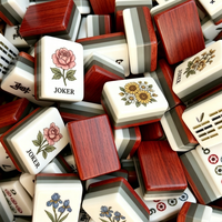 Tuiles de Mahjong en Acrylique de Qualité Supérieure, Style Antique, Motif Drapeau Américain Imprimé, Résistantes à la Décoloration, Motif Bois, pour Jeu de Mahjong