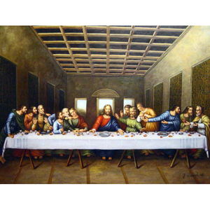Reproducción de Pintura al Óleo de la Última Cena de Jesús, Arte Religioso Hecho a Mano con Calidad de Museo, Decoración de Pared en Lienzo para el Hogar P01 Religi - Product Image 1