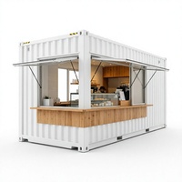 Maison conteneur modulaire préfabriquée en acier, cabine portable avec auvent et comptoir de service pour bureau commercial