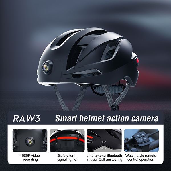 1080P Camera Cycling Helmet GPS Tracking LED Warning Light Bluetooth Music Call Remote Control Outdoor Sports Safety Helmet