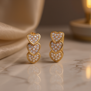 E4781 ต่างหูรูปหัวใจประดับเพชรทองคำขาว สำหรับผู้หญิง สวมใส่ได้ทุกวัน สี G ธรรมชาติ น้ำหนักรวม 0.30 กะรัต - Product Image 2