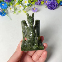 Statue de dragon volant en jade vert naturel sculpté à la main, artisanat en pierre de guérison en cristal, vente en gros