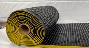 Black <b>Bubble</b> Surface Industrial Anti-Fatigue Floor Matting with Yellow Safety Border - Product Image 3