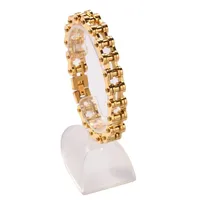 Bracelet cubain moderne en argent sterling 925 avec diamant Moissanite cultivé en laboratoire, finition brillante