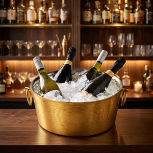 Seau à vin et à glace de luxe doré vintage - Grande capacité, portable, pour les fêtes - Product Image 3
