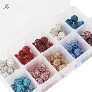 PandaHall 100 Pcs 10mm 클레이 포장 디스코 볼 체코 크리스탈 라인 석 Shamballa 비즈 라운드 스페이서 구슬 만들기