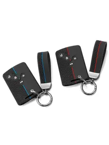 Étui de protection en silicone pour clé de voiture et porte-clés, compatible <span class=keywords><strong>Renault</strong></span> Kadjar <span class=keywords><strong>Captur</strong></span> Clio Megane 2 3 4 RS Koleos Logan Scenic Duster, avec compartiment pour <span class=keywords><strong>carte</strong></span> - Product Image 4