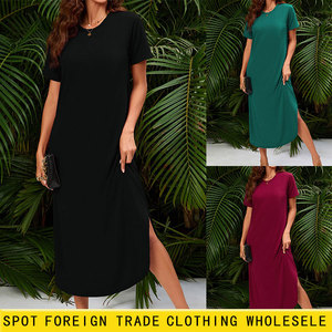 <span class=keywords><strong>Robe</strong></span> <span class=keywords><strong>longue</strong></span> ample pour femmes européennes et américaines pour <span class=keywords><strong>Amazon</strong></span> Station indépendante décontractée à manches courtes col commerce extérieur fente <span class=keywords><strong>de</strong></span> poche - Product Image 5