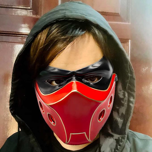 หน้ากากมีฮู้ดสีแดงหมวกกันน็อคคอสเพลย์ <span class=keywords><strong>JASON</strong></span> dedevil ทำจากเรซินทนทานอุปกรณ์เสริมเครื่องแต่งกายฮาโลวีน - Product Image 3