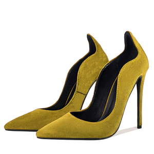 Escarpins Femme Couleur Unie Sexy à Bout Pointu Talons Aiguilles Fins Chaussures Habillées en Daim à Coupe Spéciale Grande Taille 47 - Product Image 6