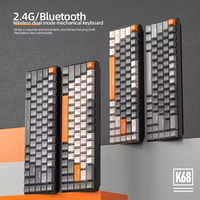 Teclado Gaming Mini Inalámbrico K68 de Alta Calidad con Retroiluminación RGB, 68 Teclas Intercambiables, Modo Dual 2.4G/BT5.0 y Color Personalizable