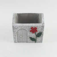 Vase en ciment gris moderne et écologique 11,5x7,5x10,5 cm pour intérieur, pots de fleurs durables en béton pour la décoration de table, de jardin et de maison