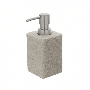 Dispensador de jabón Sand, botella cuadrada con bomba de 7x7x15,8 cm, color beige, para lavabo de baño - Product Image 3