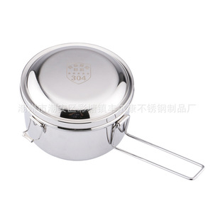 304 Stainless Steel <b>Round</b> Bento <b>Box</b> Thickened Double Layer With Lid For Student Lunch And Staff Canteen Portable - Product Image 4