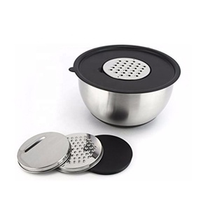 Ensemble de bols à salade antidérapant, fond en Silicone coloré, stockage en métal, ensemble de bols à mélanger en acier inoxydable avec couvercles et brosses noires - Product Image 1
