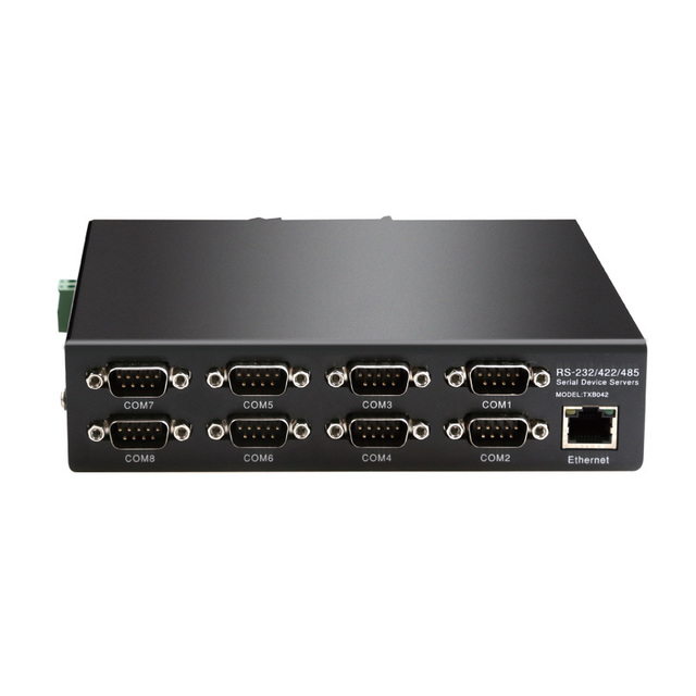 Din Rail Type Dual RJ45 Ethernet Ports to 8 Ports Serial Ports Industrial Serial Converter