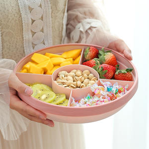 <strong>Candy</strong> Serving <strong>Tray</strong> with Lid with 5 Divided Compartment Container Reusable Plastic Fruit <strong>Tray</strong> with Cover - Product Image 3