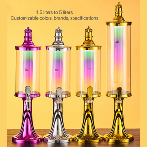 Distributeur de bière et de vin portable en plastique pour restaurant et hôtel, avec tube à glace LED, tour à bière, 1,5L-3L - Product Image 2