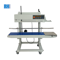 Machine de scellage thermique automatique continue certifiée CE pour sacs en PE et PP de poudre chimique, scelleuse à bande à vitesse réglable 110V 220V