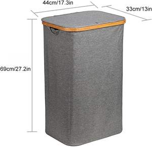 Cesto de Ropa Ecológico de Bambú con Tapa, Plegable, de Mimbre, para un Fácil Almacenamiento, con Asas Incluidas - Product Image 3