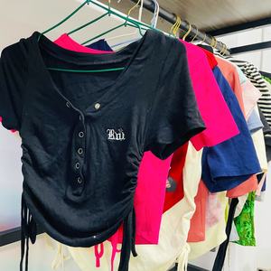 <span class=keywords><strong>เสื้อ</strong></span><span class=keywords><strong>ยืด</strong></span>เอวลอยสำหรับเด็กผู้หญิงผ้าคอตตอนแบบยืดได้ผ้าซี่โครงไร้รอยต่อสไตล์สปอร์ตสำหรับเด็กผู้หญิงเสื้อผ้าแนววินเทจมีรอยยับ - Product Image 2