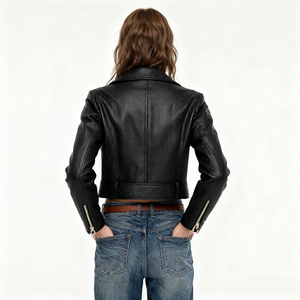 وصول جديد سترة جلدية نسائية عارضة خفيفة الوزن أزياء السيدات معطف سترة - Product Image 3